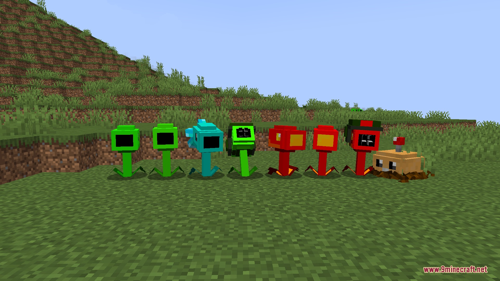 Botanical Siege Mastery Mod Screenshot 1 A row of mechanical plant defenders from Botanical Siege Mastery Mod
