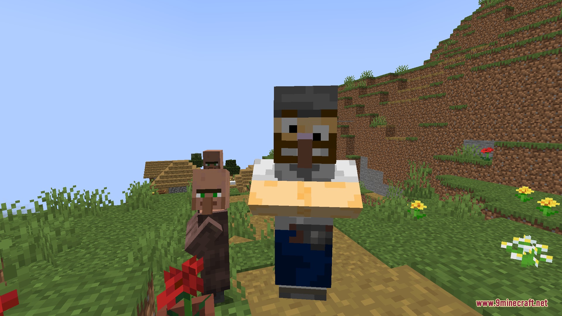 Botanical Siege Mastery Mod Screenshot 5 A custom mob from the Botanical Siege Mastery Mod stands near a villager