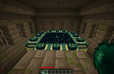 Boundless Realm Lockdown Data Pack Screenshot 5 A player stands before an activated End Portal in a stone stronghold