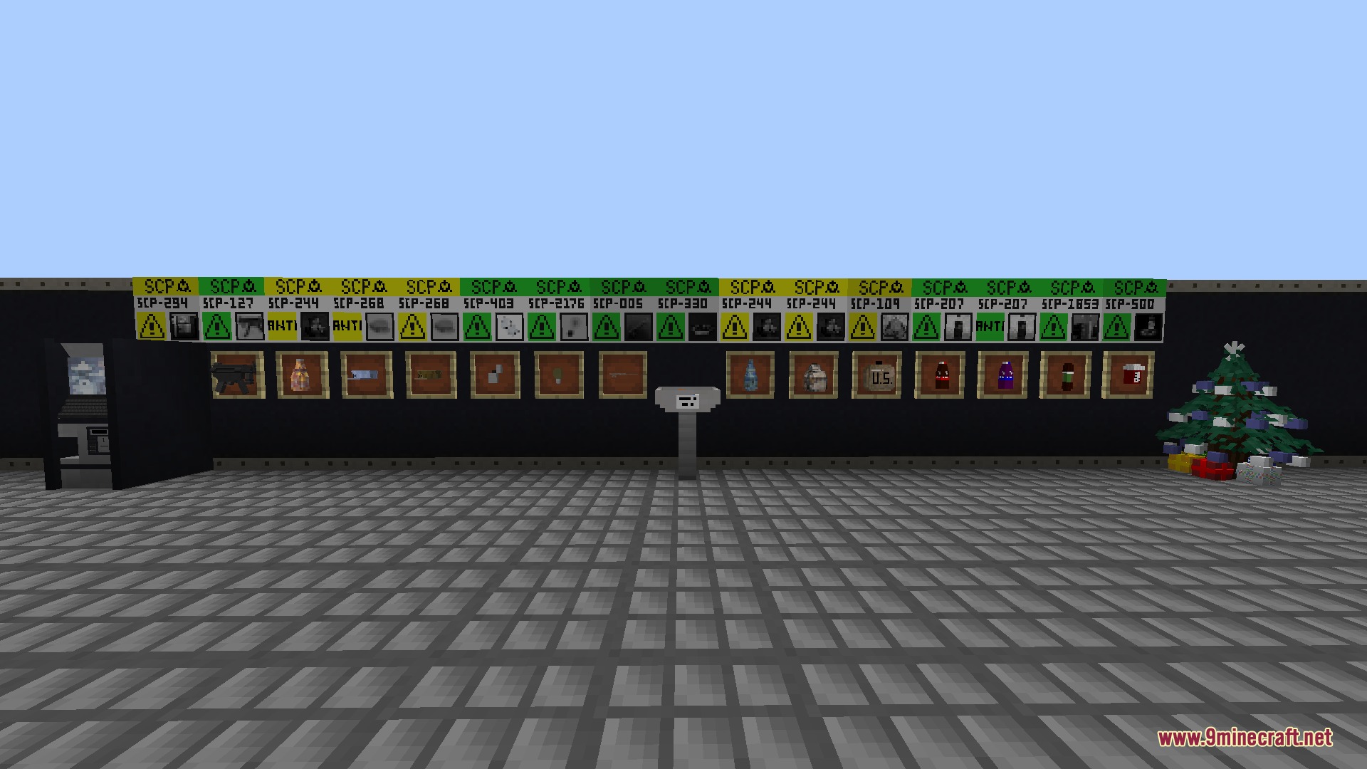 Breach Protocol Decor Mod Screenshot 3 Laboratory wall with SCP items and warning signs in item frames