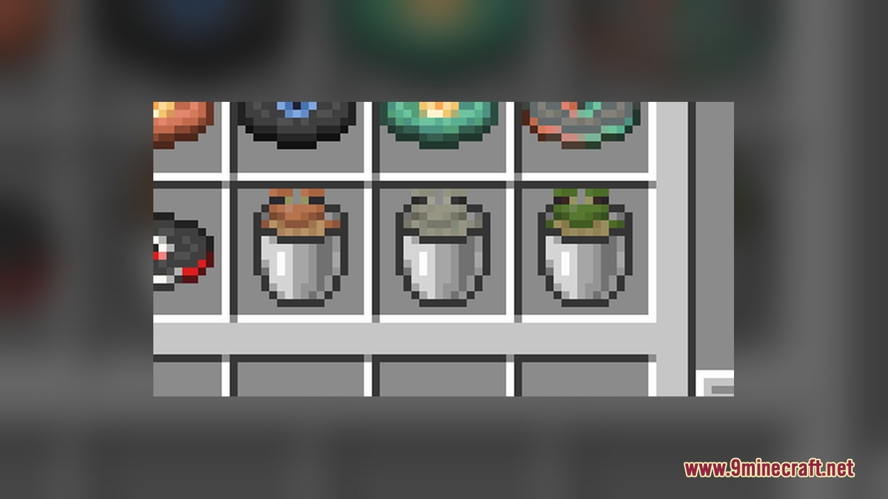 Bucket of Frog Mod Screenshot 3 Minecraft inventory displaying three buckets filled with different colored frog variants