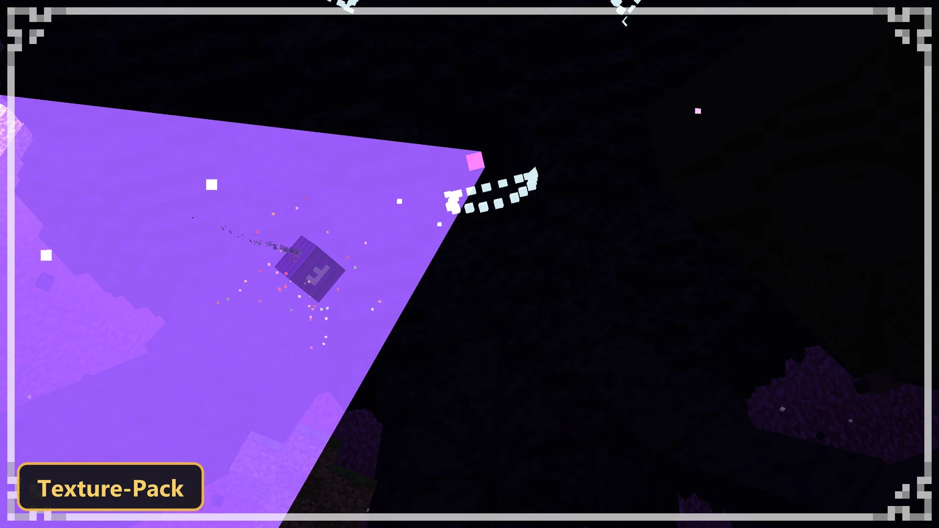 Wither boss flying in a dark void with purple effects
