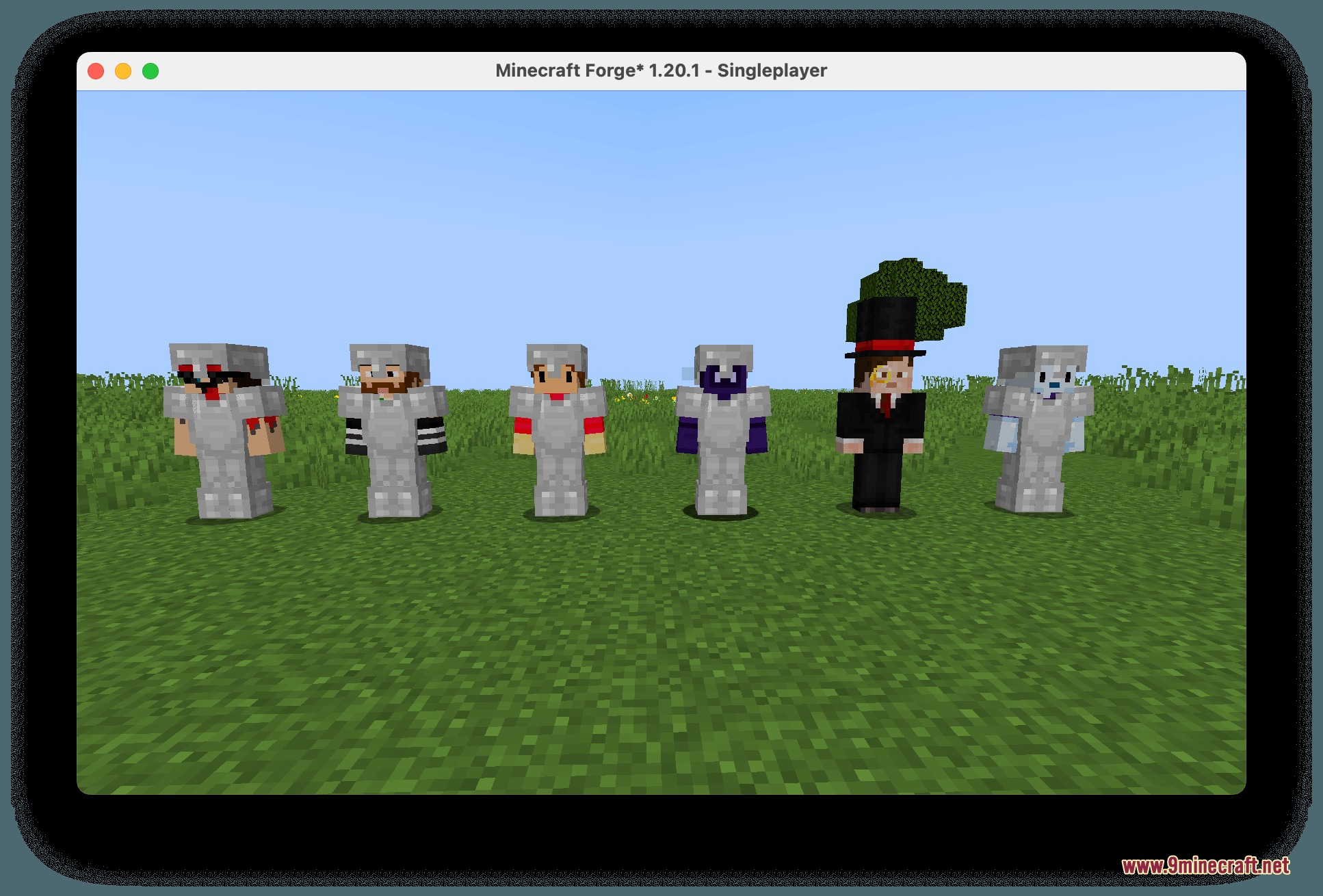 Calamity Royale Mod Screenshot 3 Six custom creator NPCs from the Calamity Royale Mod standing together