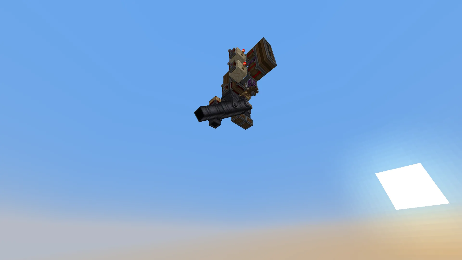 The floating mechanical cannon remote control seen from a low angle view