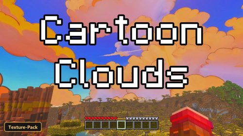cartoon clouds at sunset over a savanna biome with cliffs
