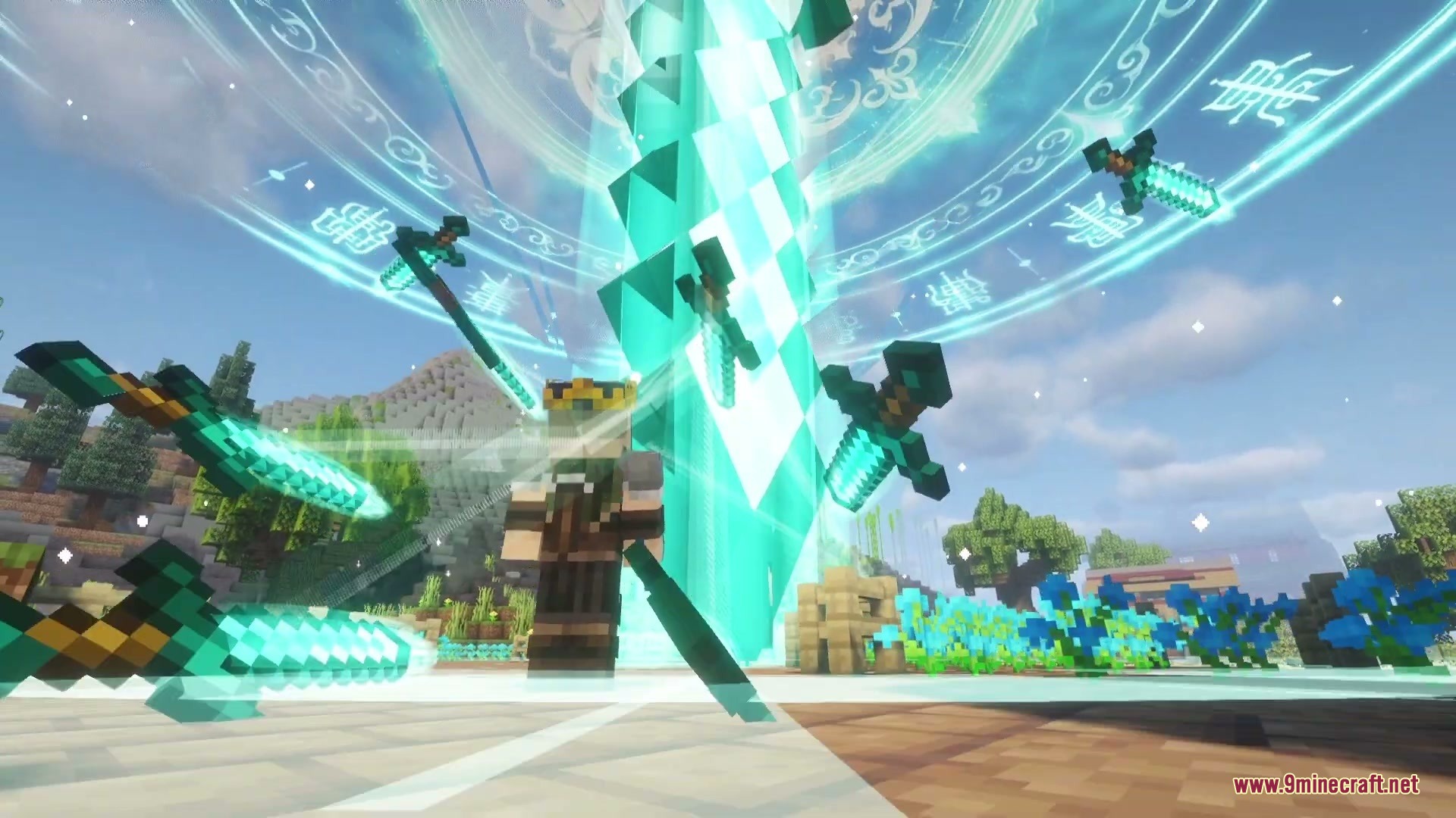 Player character activates the Taixu Sword Array skill with multiple flying blades
