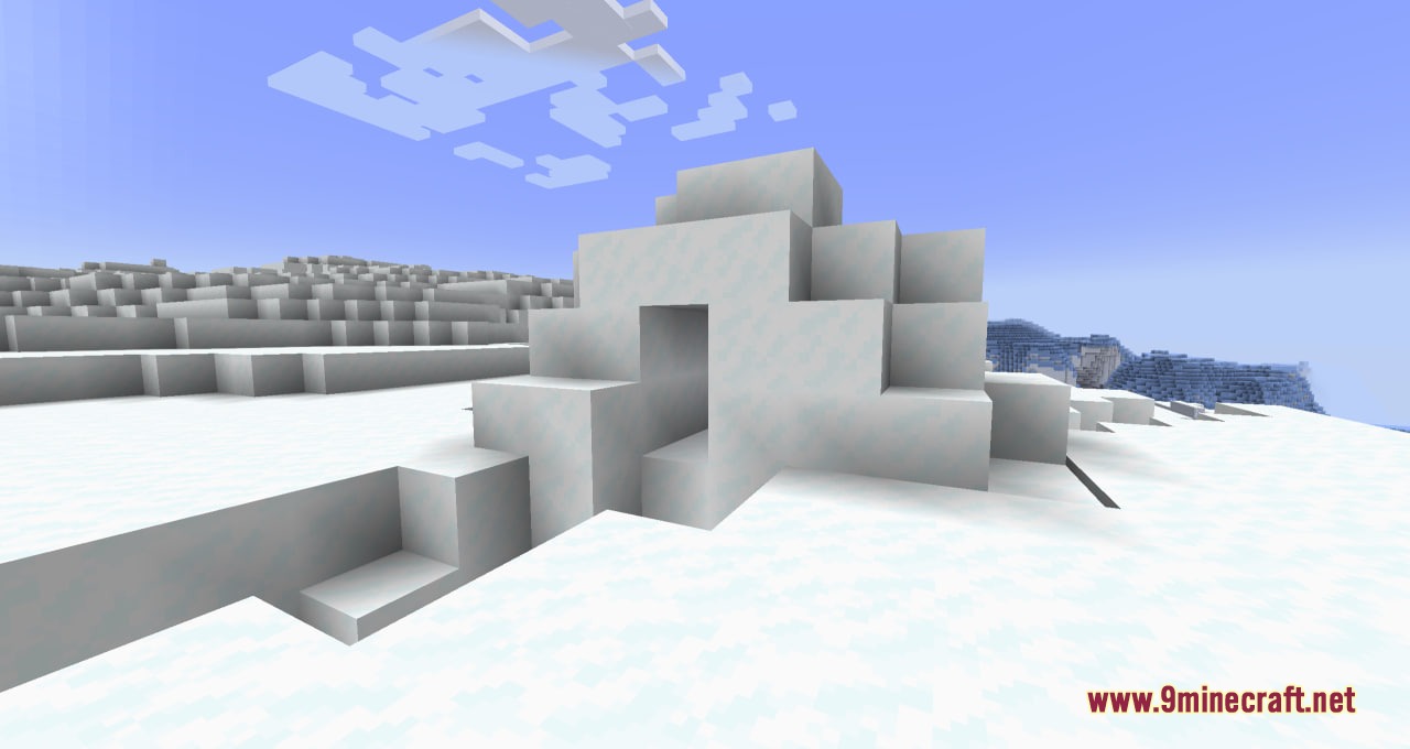 Small white outpost structure from Celestial Outpost Basics Mod on a snowy planet