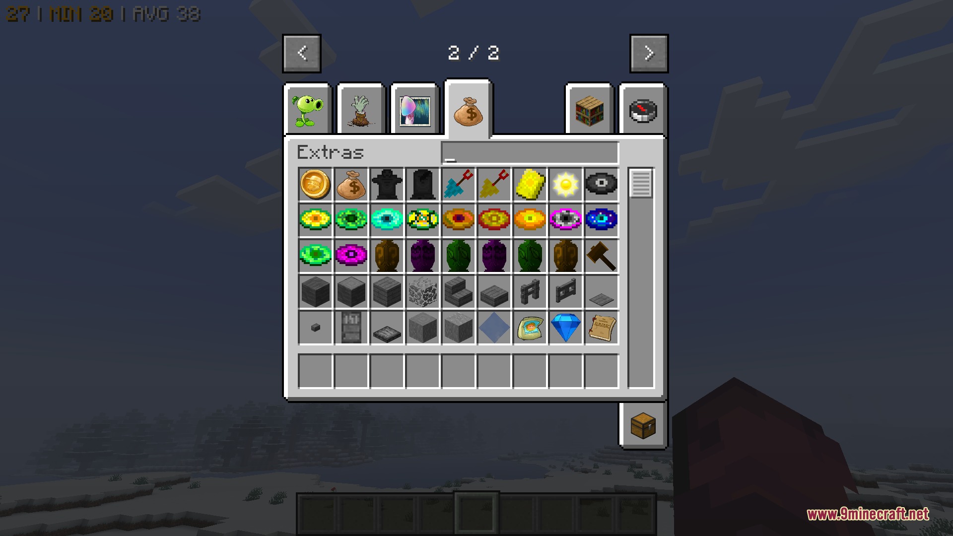 Creative inventory displaying custom items from the Chlorophyll Combat Tactics Mod