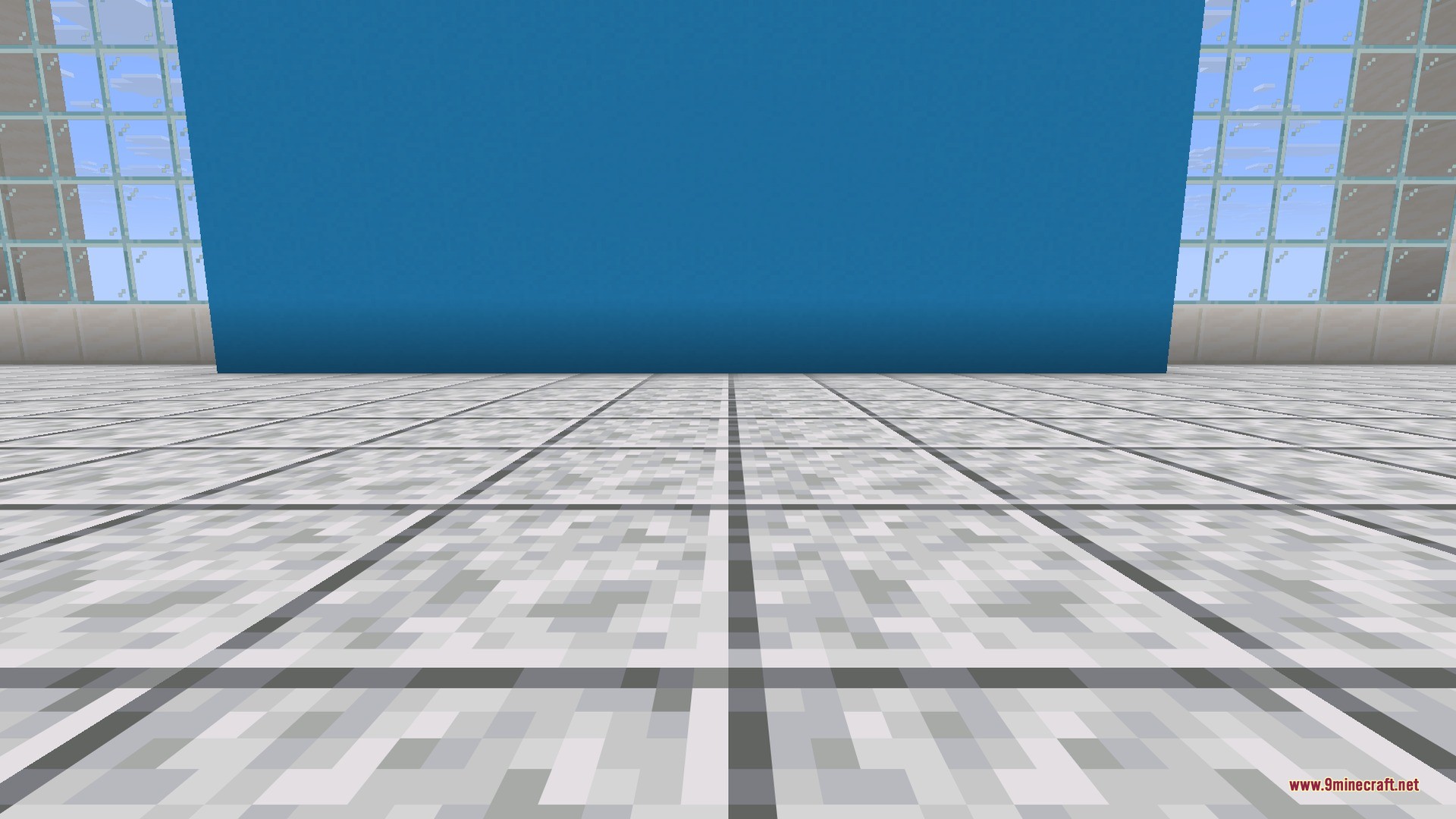 Chronos Counter Data Pack Screenshot 1 A large room with a blue wall and white tiled floor blocks