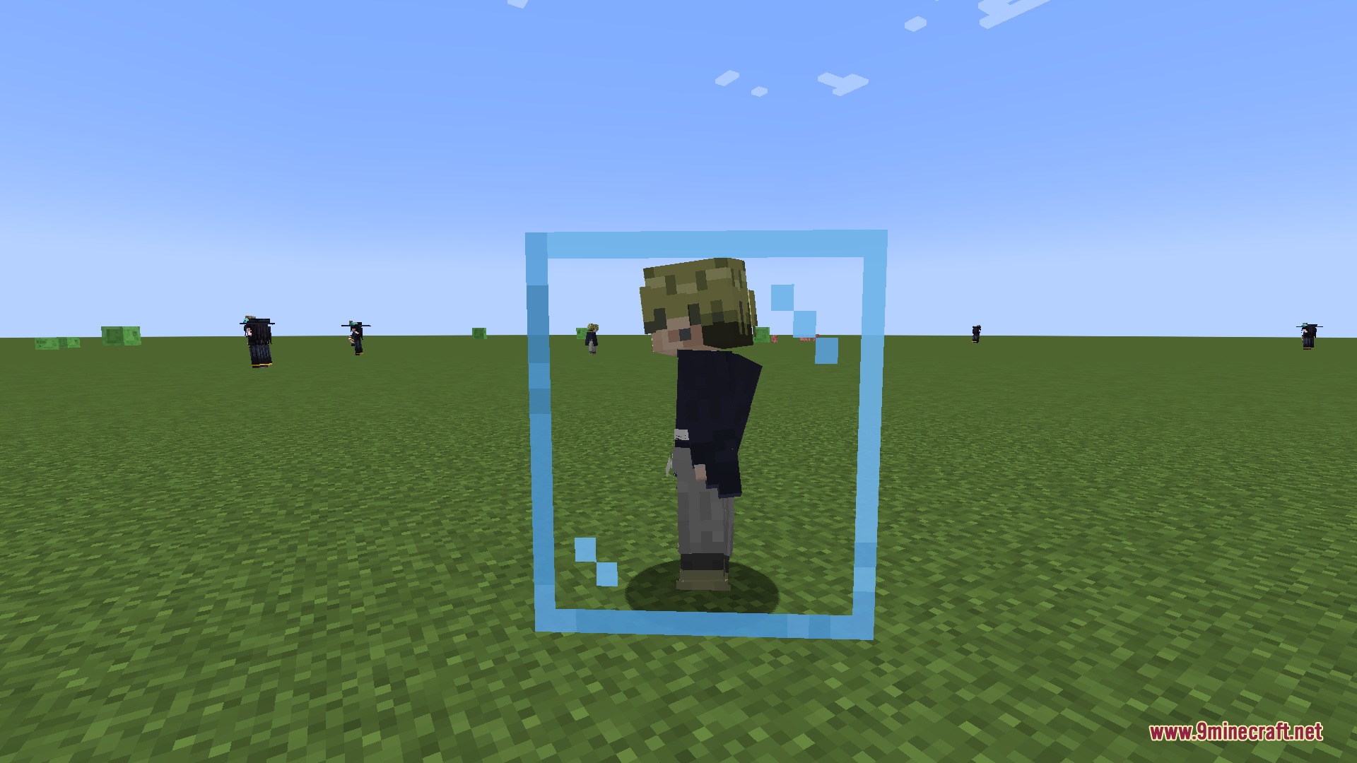 Cinematic Frame Flow Mod Screenshot 2 A character frozen inside a light blue frame using the Projection Sorcery technique