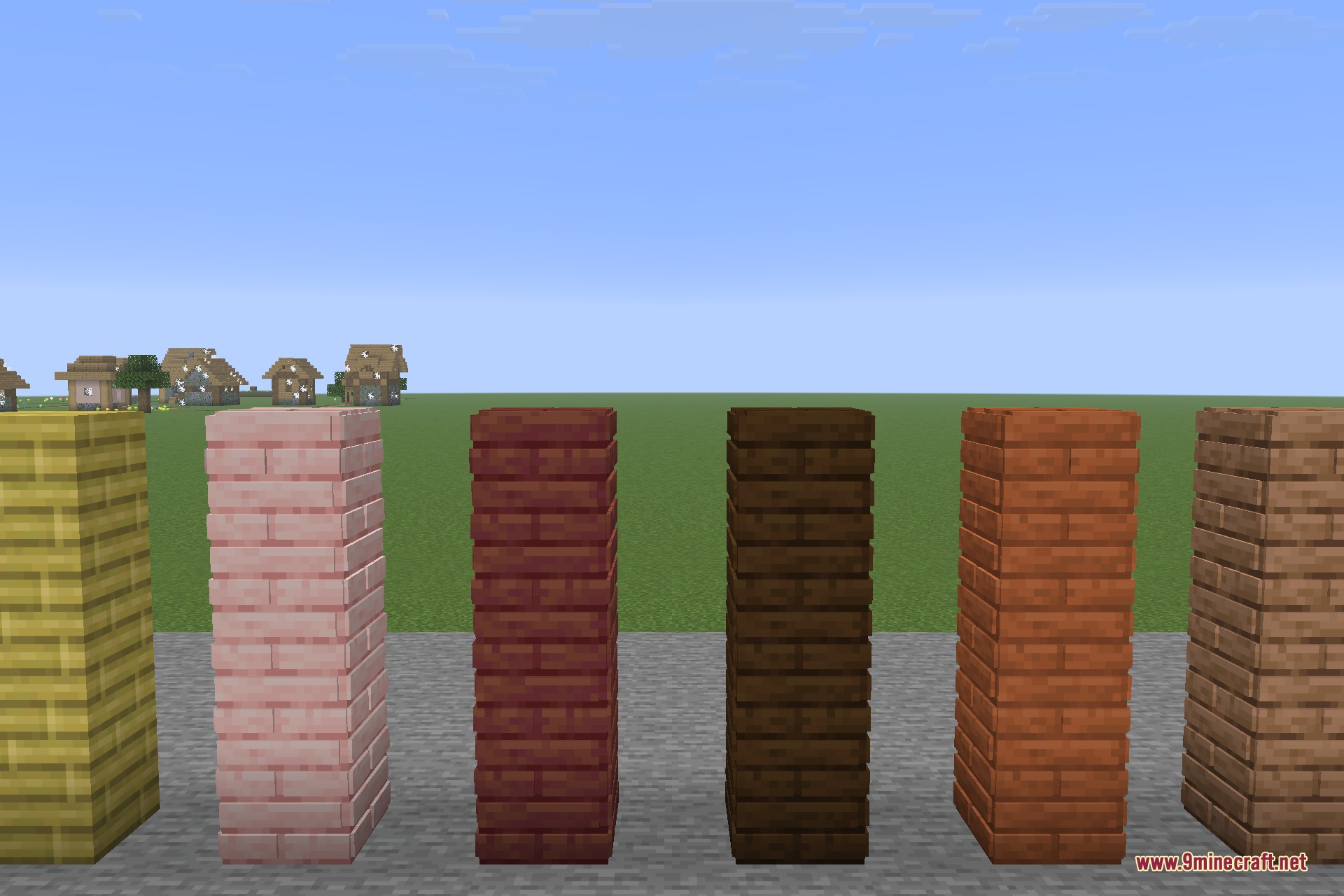 Plank columns and slabs showing the raised board relief