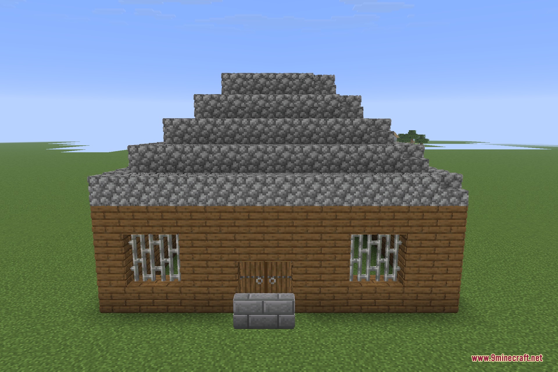 A cottage built entirely from Classic 3D blocks