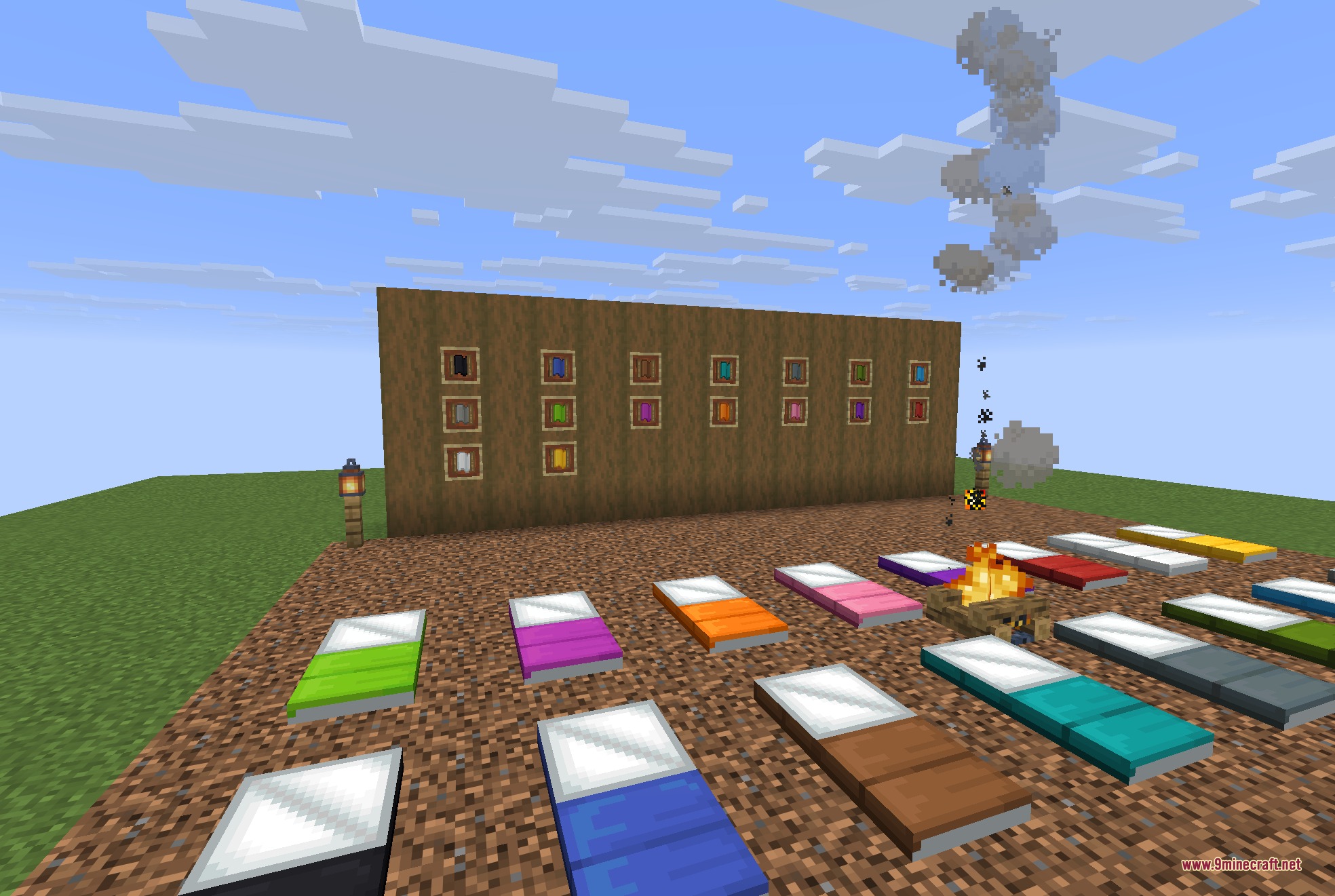 Comforts Modernized 9minecraft Resource Pack Screenshot 6 Modernized textures for colorful sleeping bags and hammocks from Comforts Modernized
