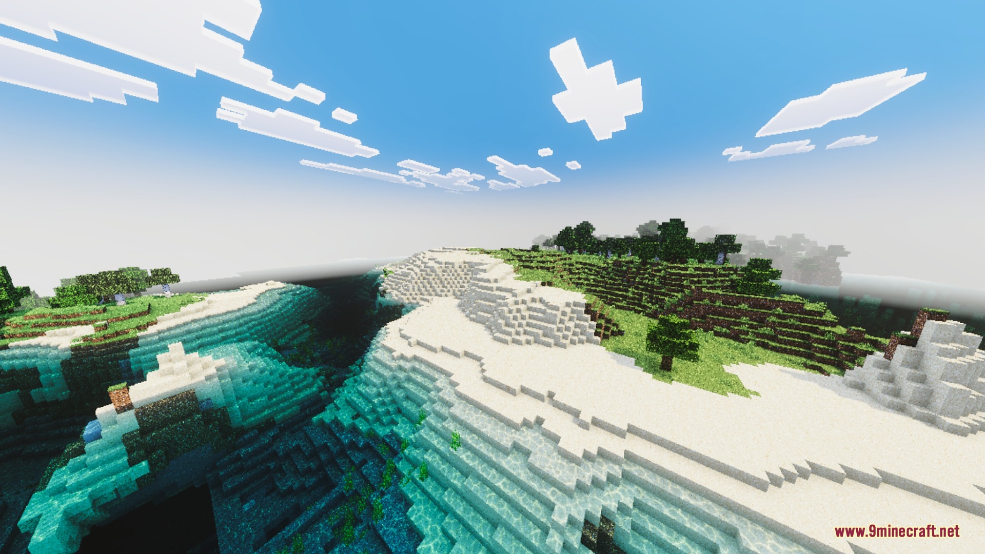 Complimentory Vibrant Visuals Shader Screenshot 1 Coastal landscape with crystal clear water using Complimentory Vibrant Visuals