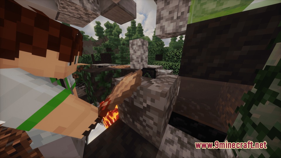 Player brushing suspicious gravel to uncover hidden blueprints and alien upgrade templates