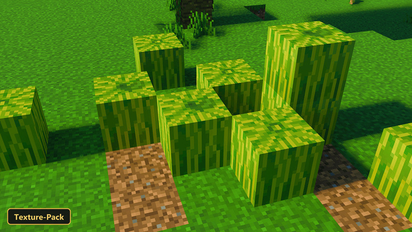 watermelon blocks on grass and dirt paths