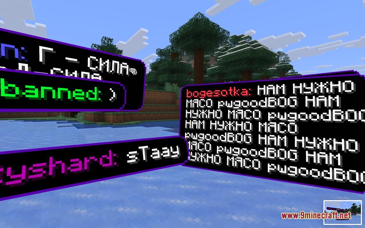 Crossstream Overlay Mod Screenshot 7 Live stream chat messages appearing as floating bubbles in the Minecraft world