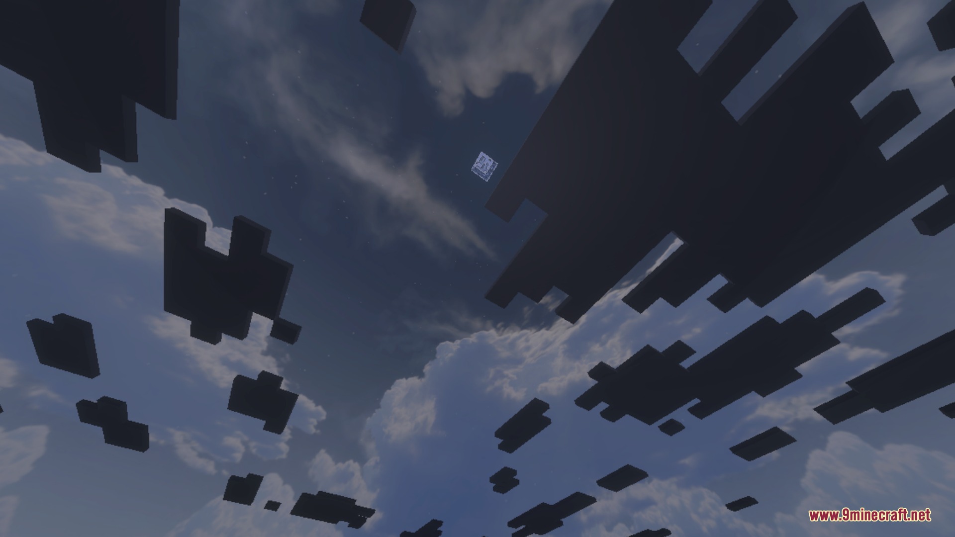 D’ Shader for Low End Phones Shader Screenshot 4 Looking up at dark blocky clouds against a realistic blue sky