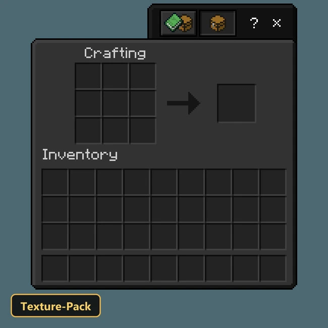 Dark themed crafting and inventory interface with item slots
