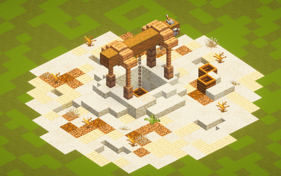 Desert Well Schematic Screenshots 1 Desert Well Schematic featuring a sandstone well with wooden beams and chains
