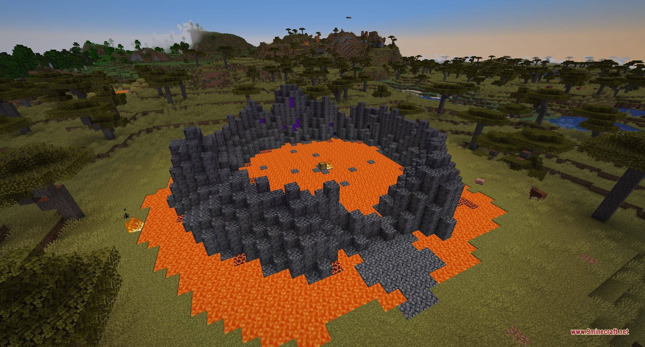 Basalt Deltas portal structure with a lava pool and a treasure chest