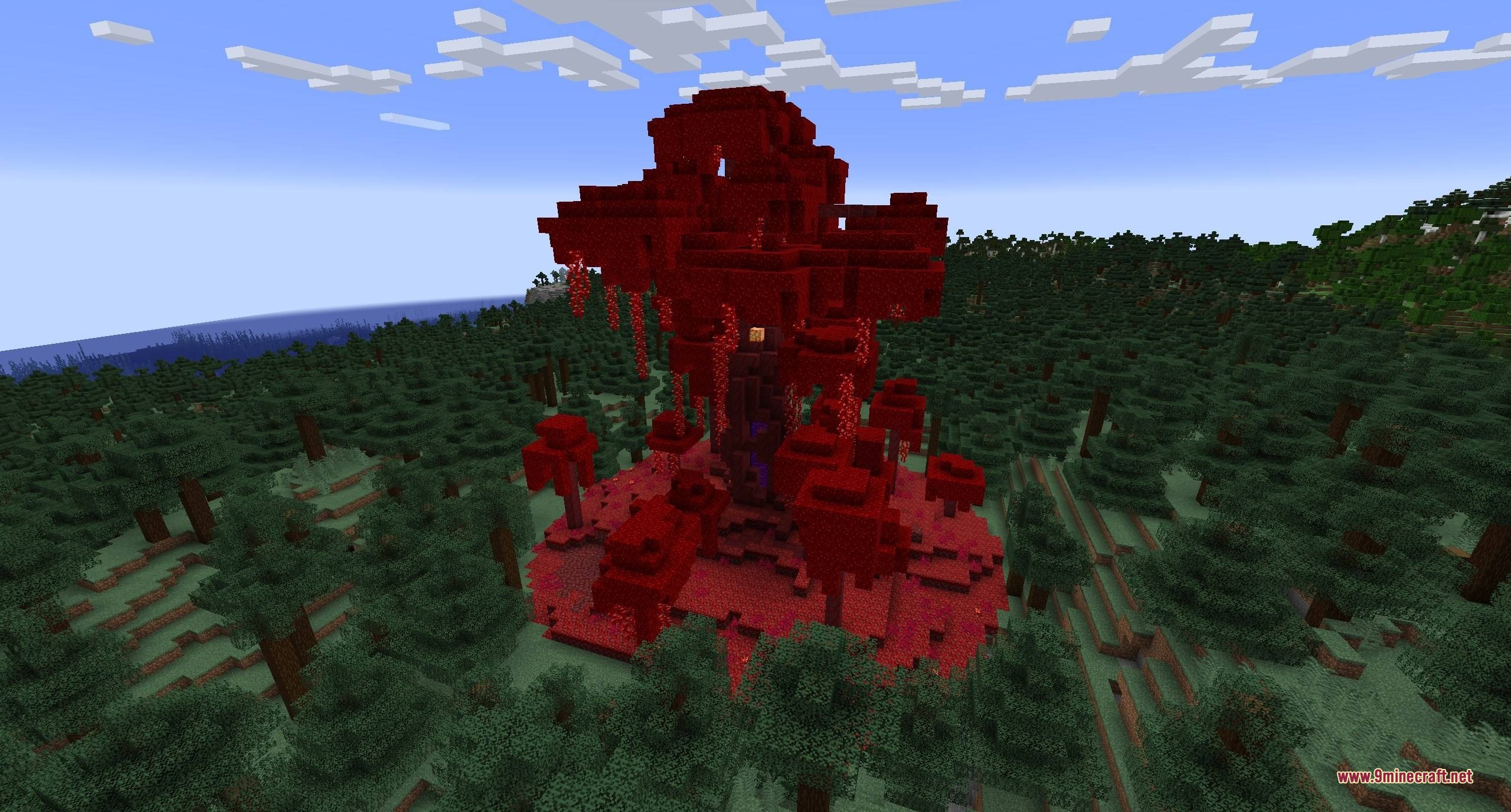 Dimensional Breach Scars Data Pack adds a crimson forest portal to the overworld