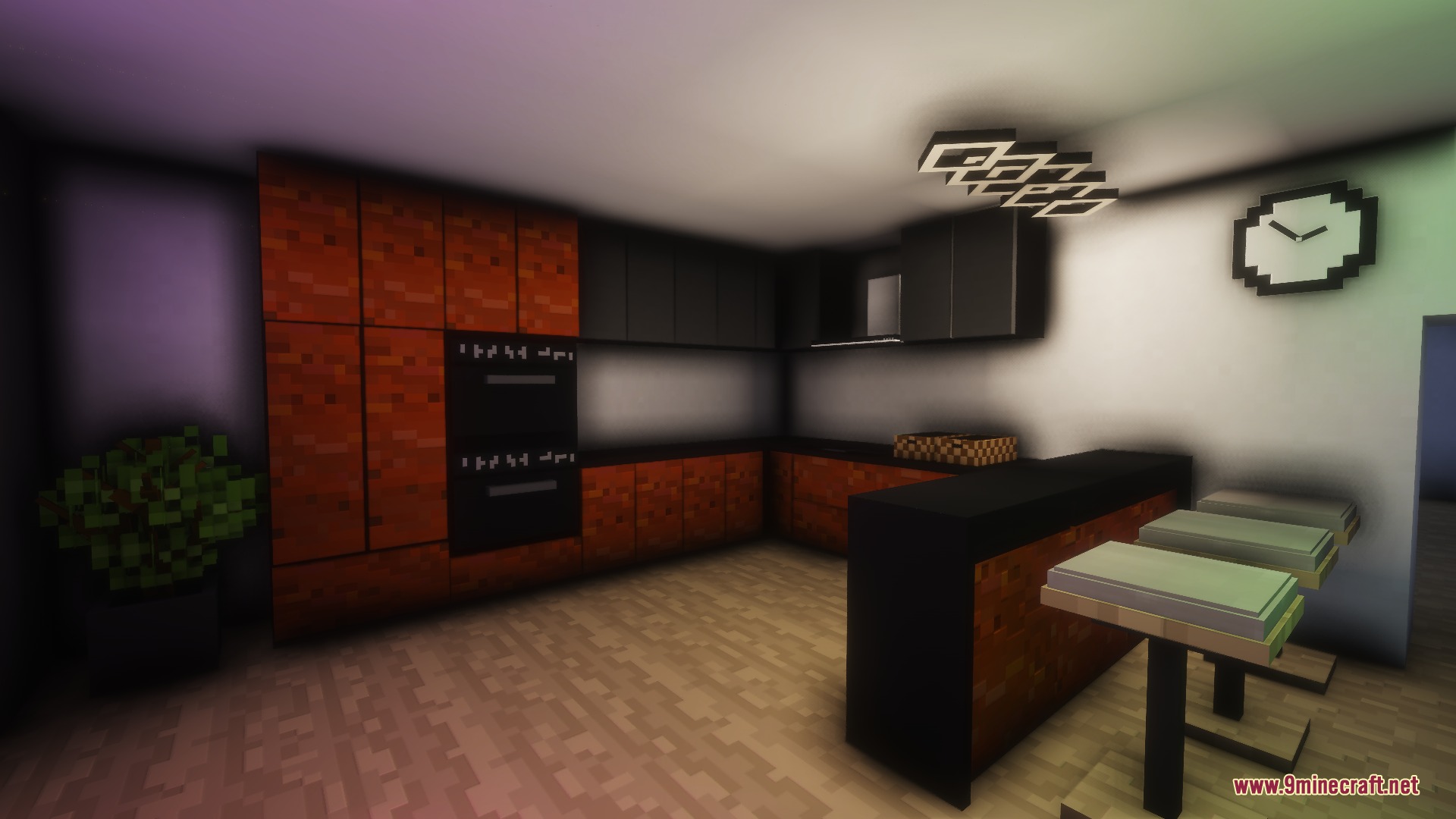 Domesticated Living Space Mod adds a modern kitchen with dark wood cabinets