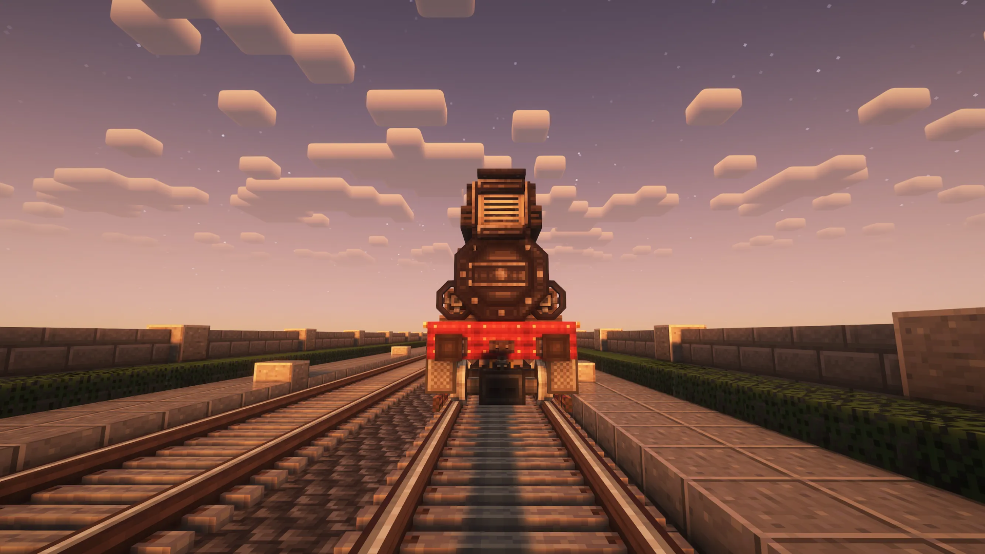 Drb 57 305 Schematic Screenshots 1 Front view of a black steam engine on a railway track