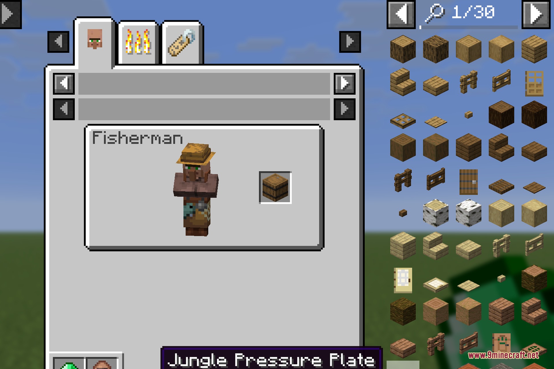 EMI Professions 9minecraft Mod Screenshot 7 EMI Professions mod showing a Fisherman villager next to a barrel workstation