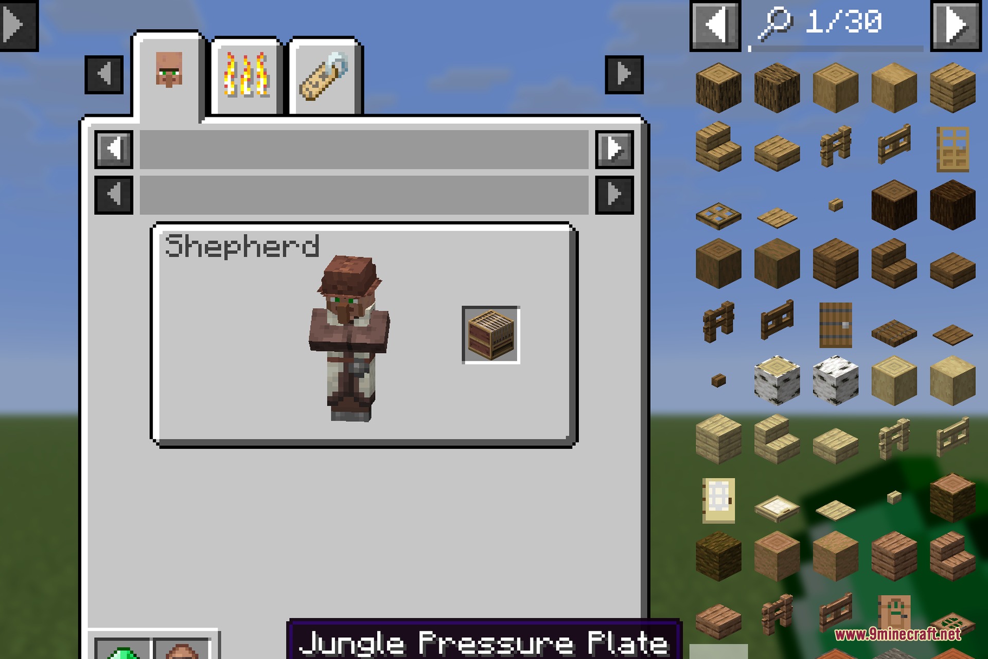 EMI Professions 9minecraft Mod Screenshot 8 Shepherd villager and its loom workstation displayed in the profession menu