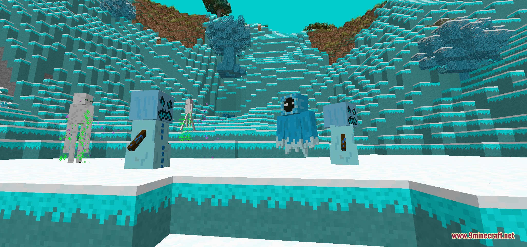 Elemental Triad Reborn Mod Screenshot 4 Frost Ghost and icy creatures roam through a snowy blue landscape