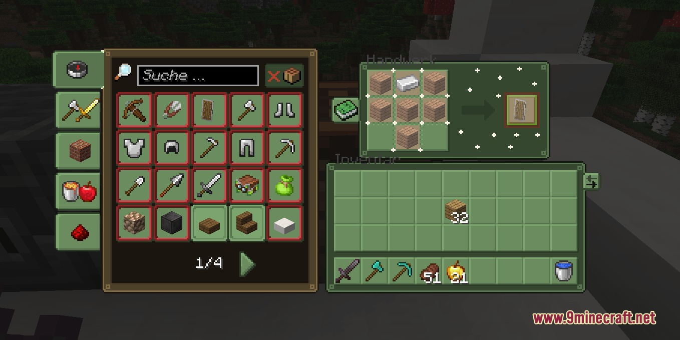 Emerald Interface Vibe Resource Pack Screenshot 5 Crafting a shield using the Emerald Interface Vibe Resource Pack custom interface