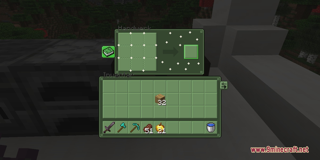 Emerald Interface Vibe Resource Pack Screenshot 6 Empty crafting grid and player inventory with a clean green emerald theme
