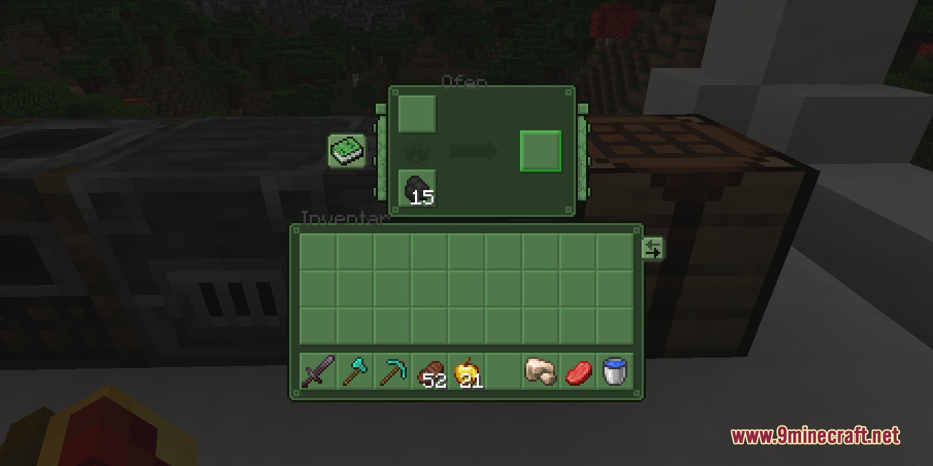 Emerald Interface Vibe Resource Pack Screenshot 7 The Emerald Interface Vibe Resource Pack restyles the furnace menu in green