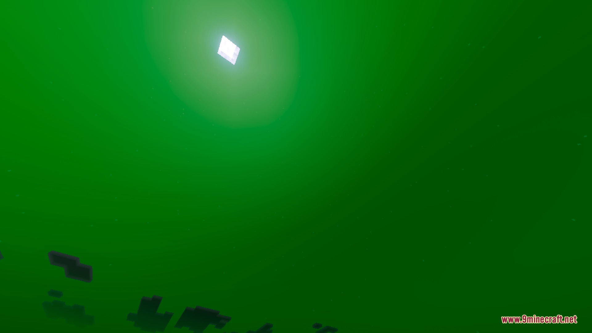 End Visual Dimension Shader Screenshot 5 Bright square sun shining through a thick green fog in the sky