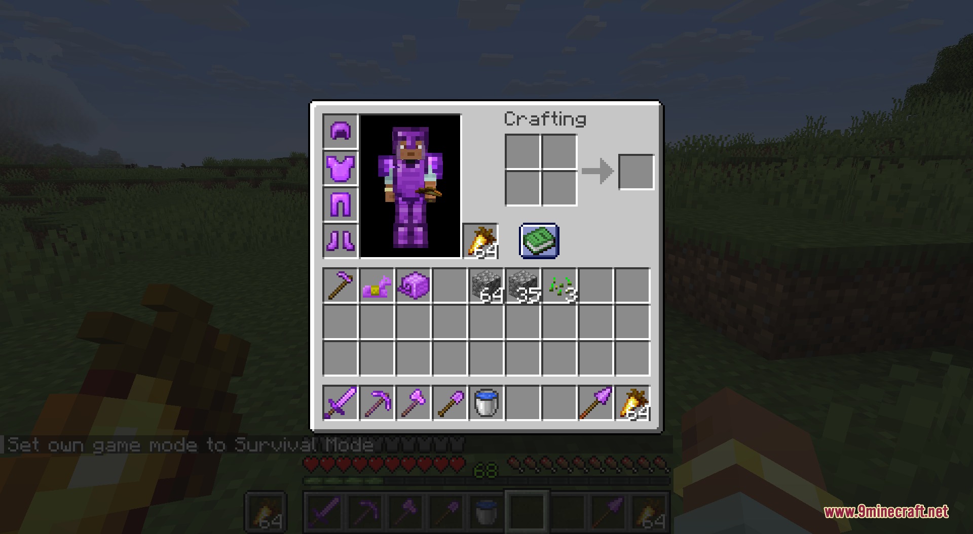 Endbound Zenith Mod Screenshot 3 Player inventory showing full Purpurite gear from the Endbound Zenith Mod