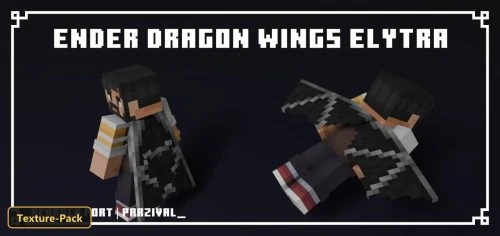 two Minecraft characters displaying black and grey Ender Dragon wings
