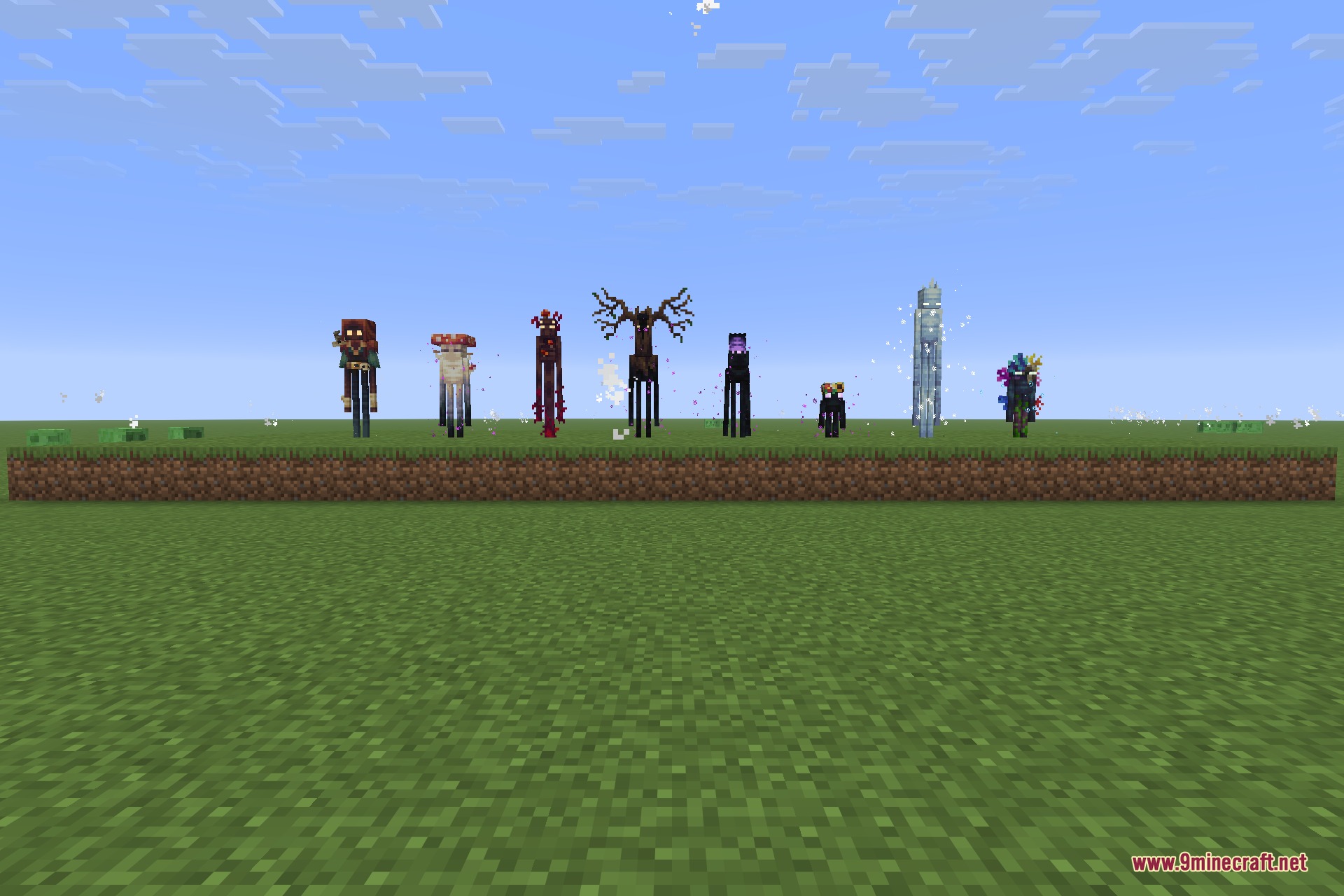 The flower fields, badlands and towering ice spikes endermen with detailed biome-themed textures
