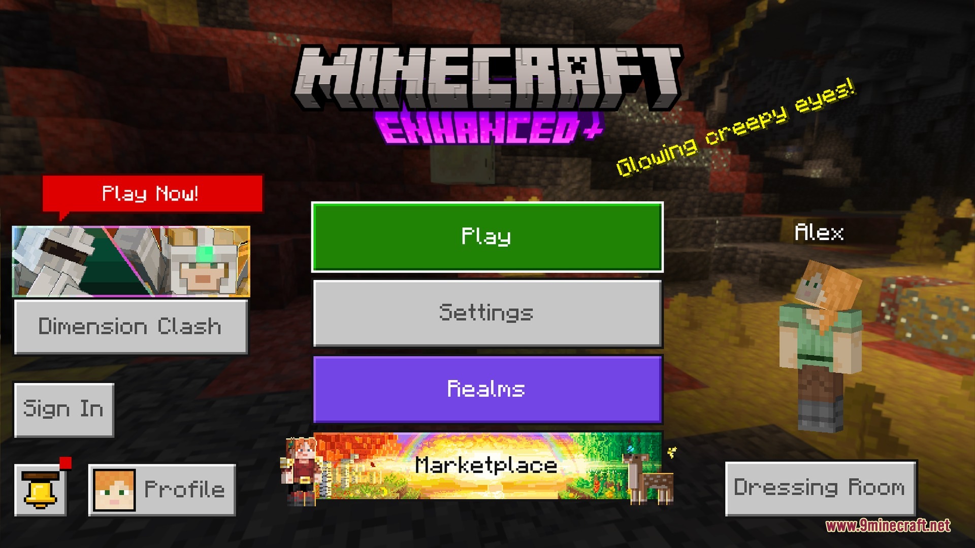 Enhanced+ main menu showing the pack's own logo