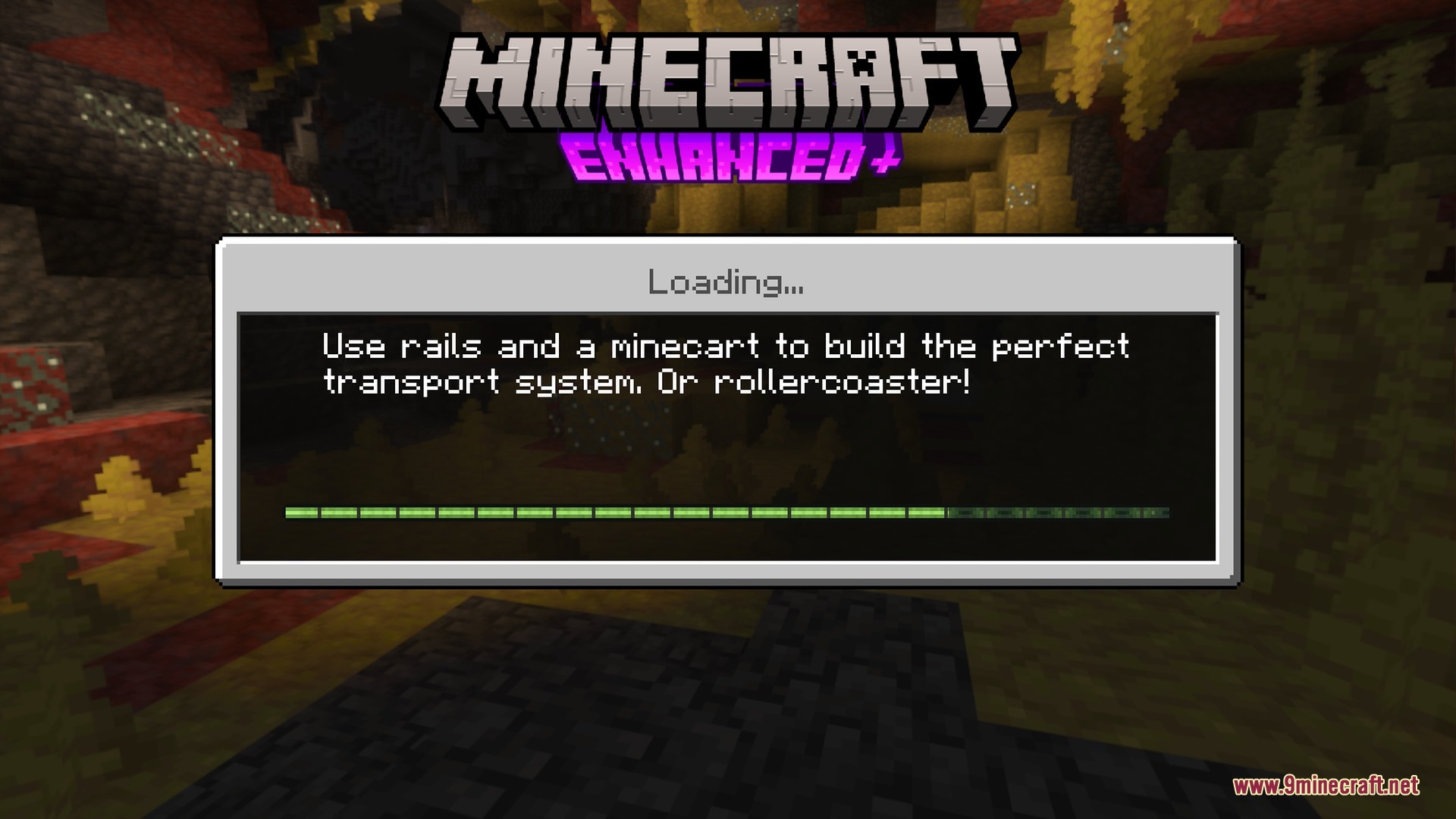 Enhanced+ loading screen showing the pack's own logo
