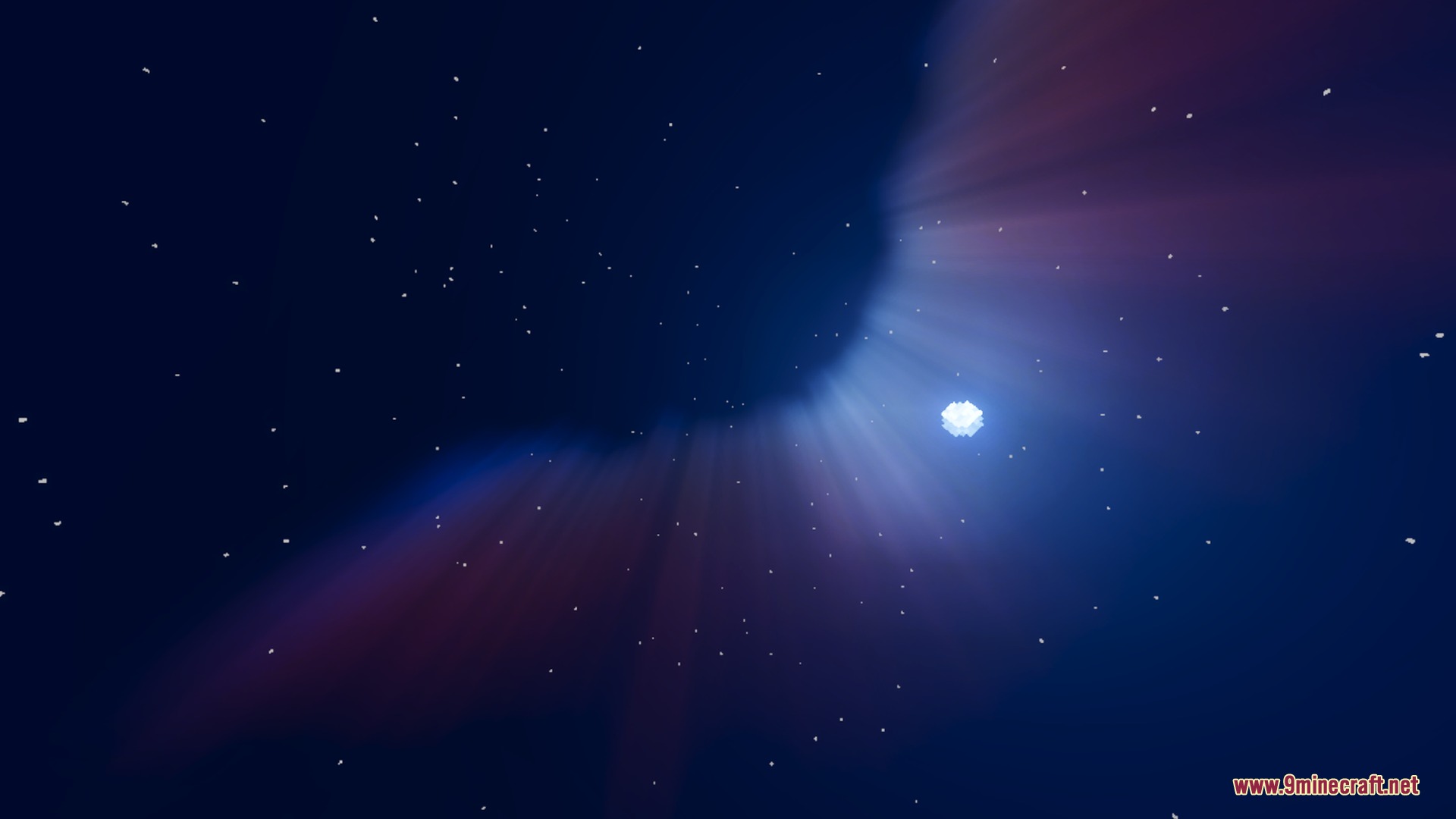 Ethereal Mystic Reworked Shader Screenshot 6 Vibrant purple and blue aurora effects lighting up the starry night sky