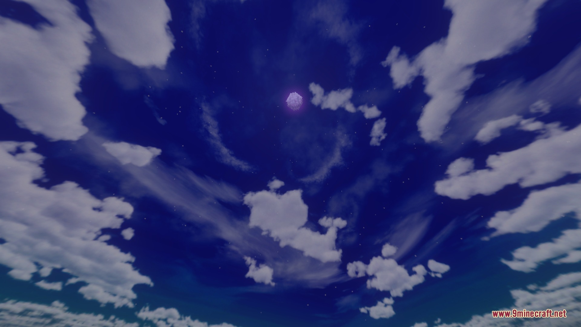 Etherveil adds a cinematic night sky with a glowing purple moon and clouds