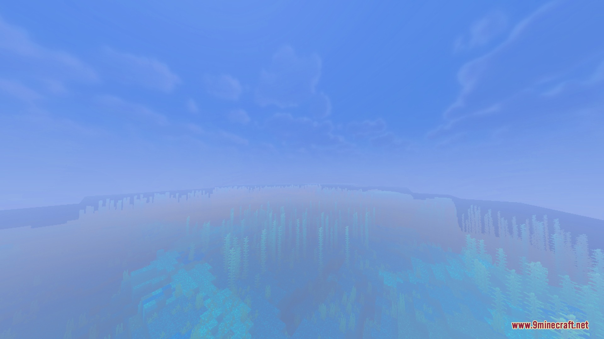 Evermist Shader Screenshot 1 A clear blue underwater landscape with kelp and soft distance fog