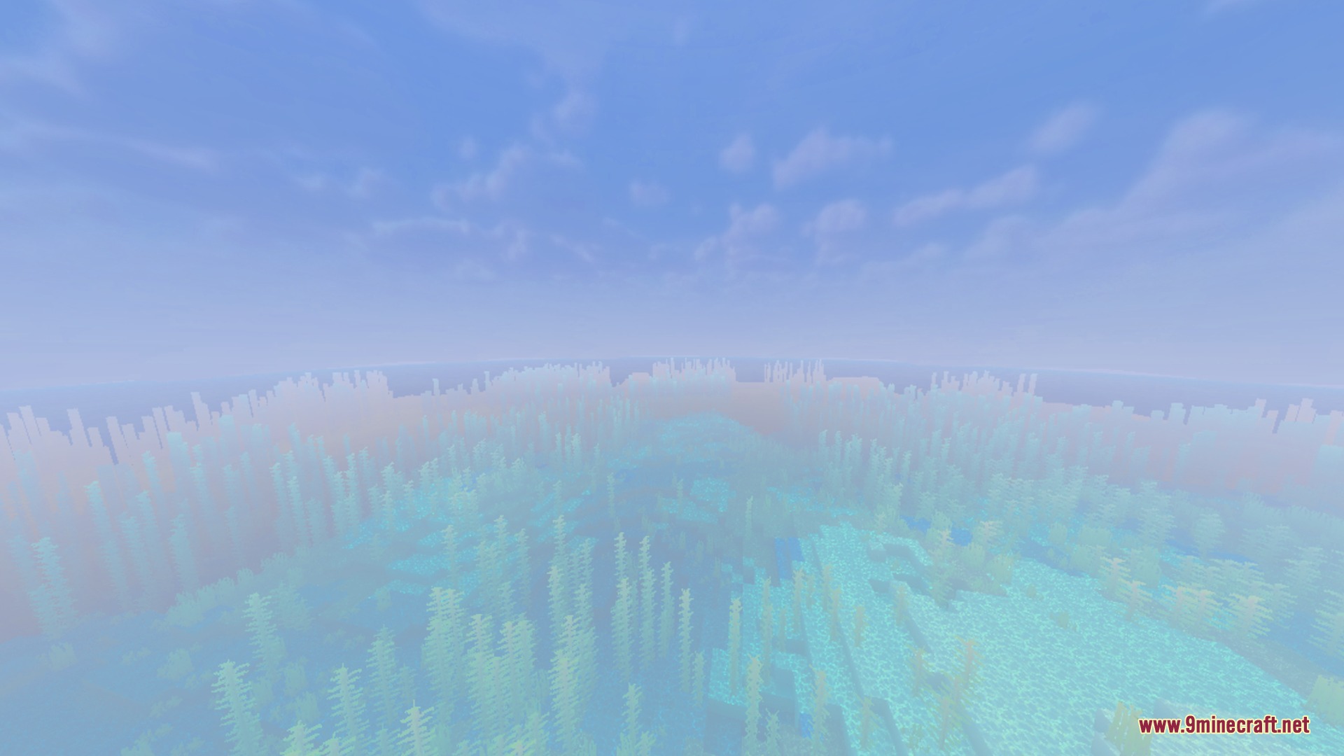 Evermist Shader Screenshot 4 Bright underwater environment featuring clear blue water and lush green kelp forests