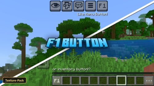 split image of a jungle biome with water, blue title text