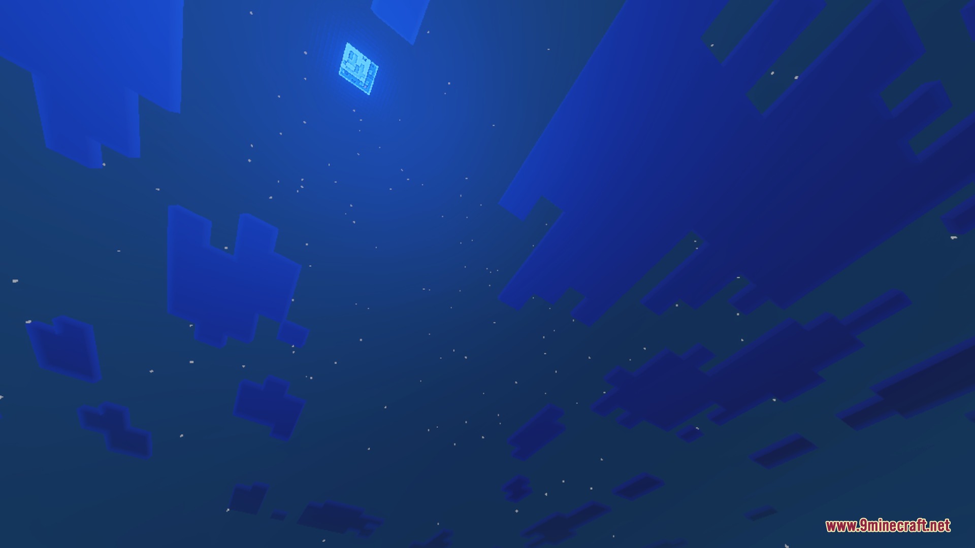 Flamingo Visuals Shader Screenshot 6 A starry night sky with blue clouds and a glowing square moon