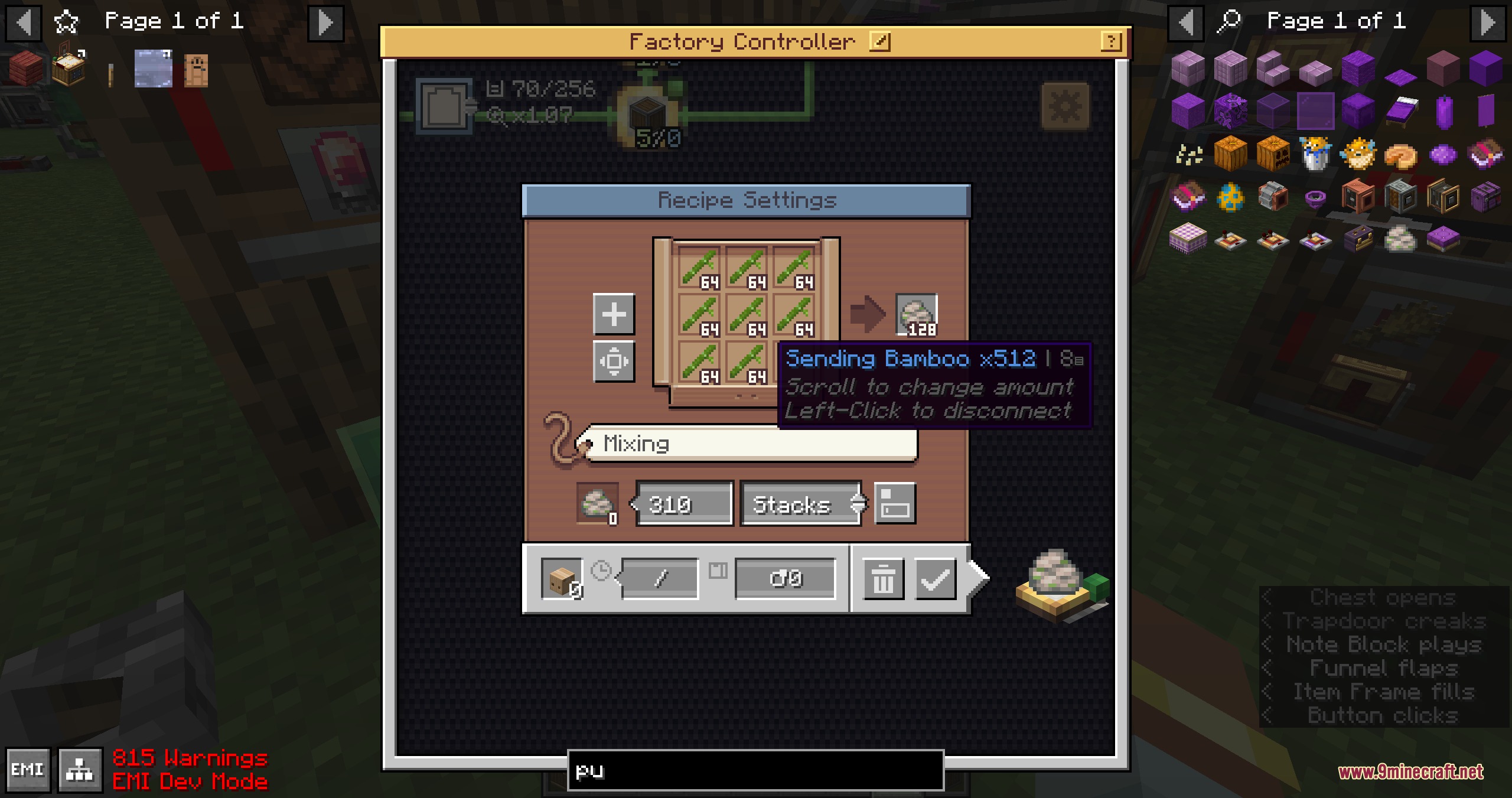 Flux Core Command Mod Screenshot 4 Managing automated mixing recipes and ingredient batches in the factory controller dashboard