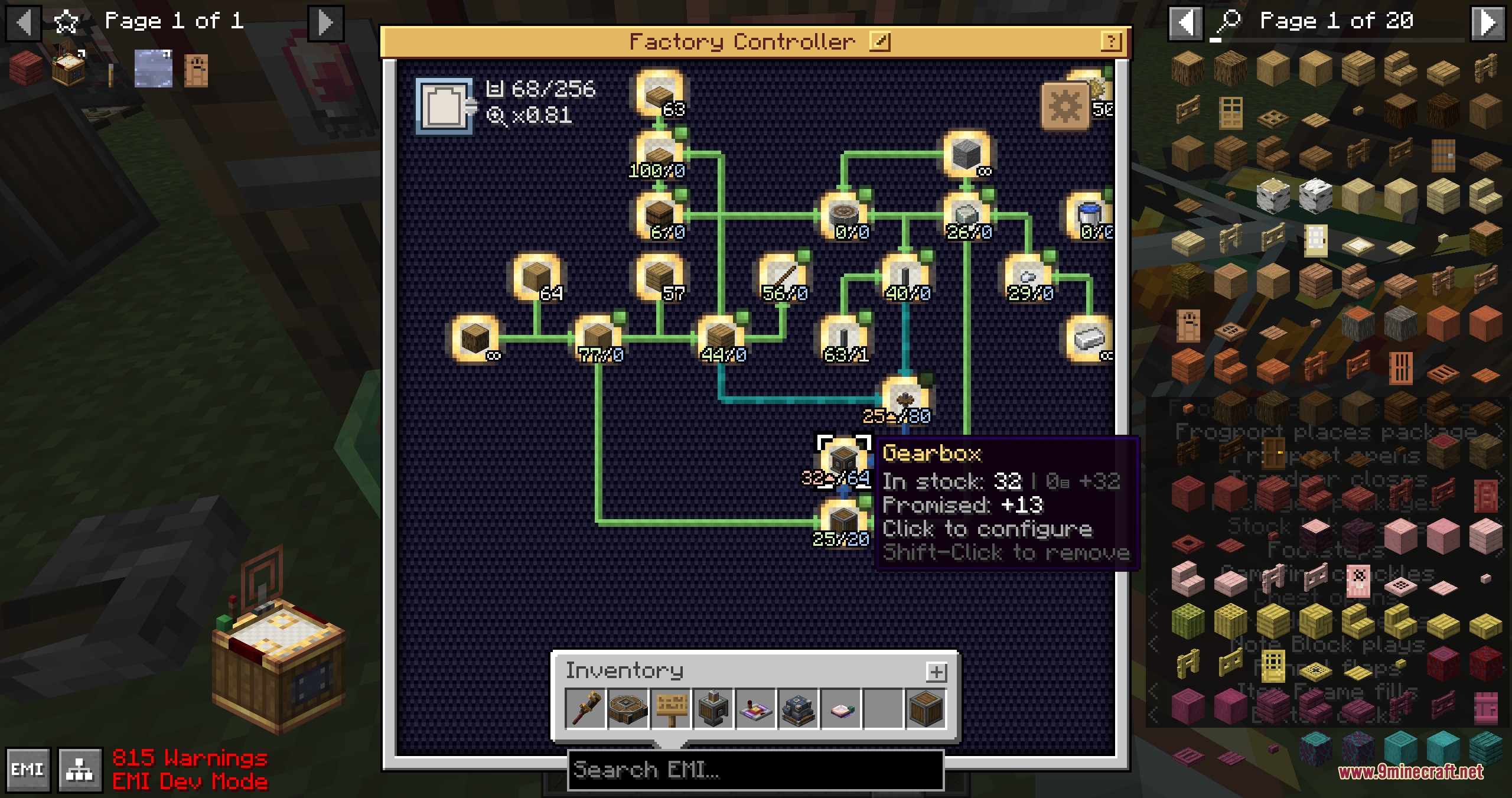 Flux Core Command Mod Screenshot 5 A virtual factory controller interface displaying production nodes and item connections