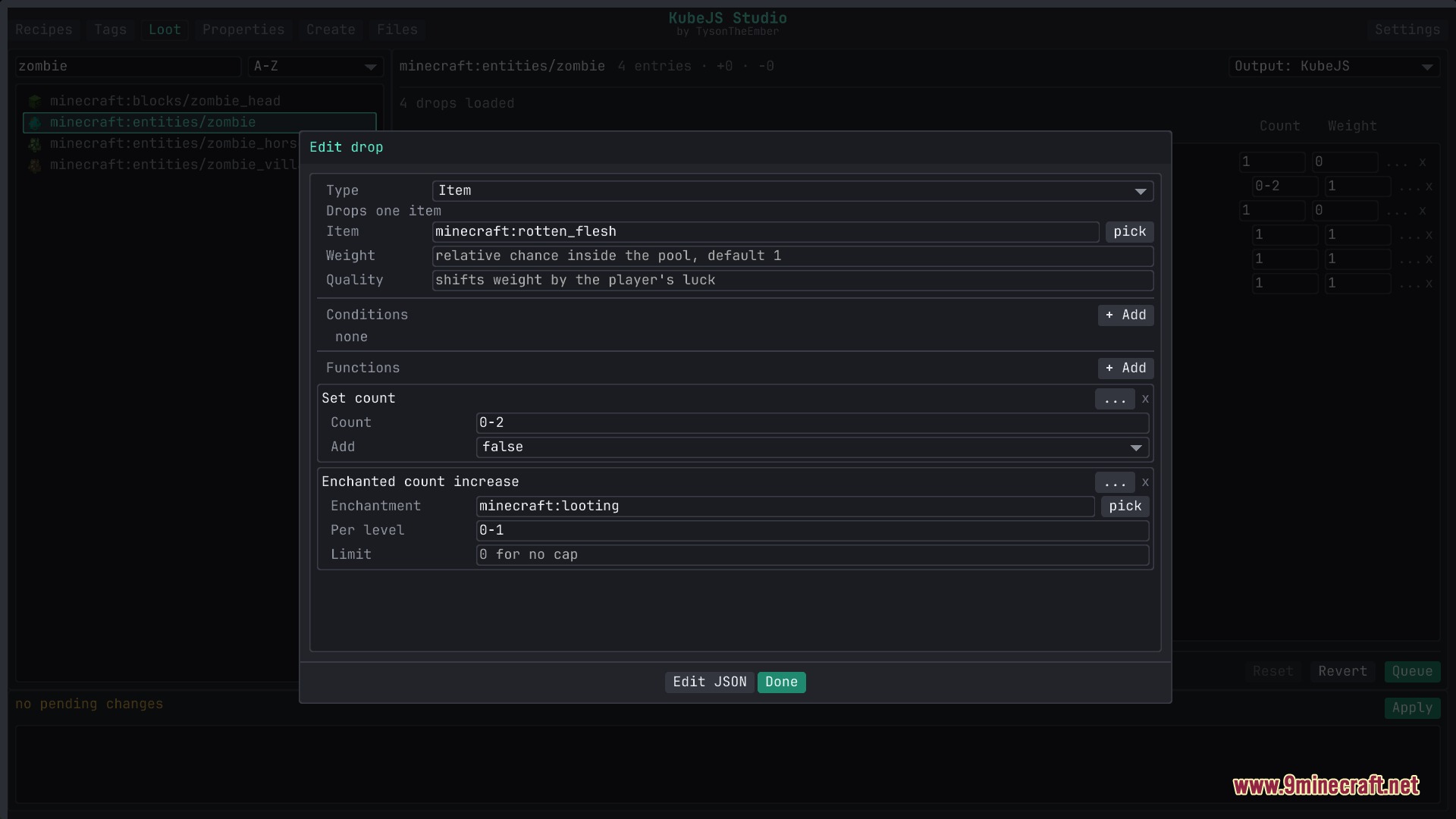 Flux Script Architect Mod Screenshot 6 Editing zombie loot table drops using the visual script editor window