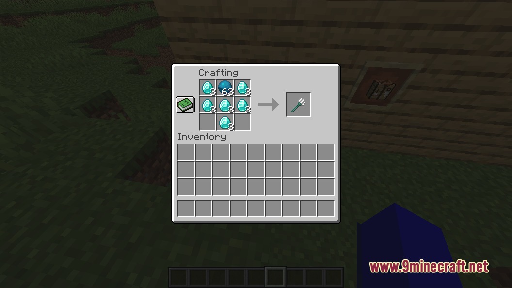 Forged Rarities Mod Screenshot 8 Crafting a trident using diamonds and a heart of the sea